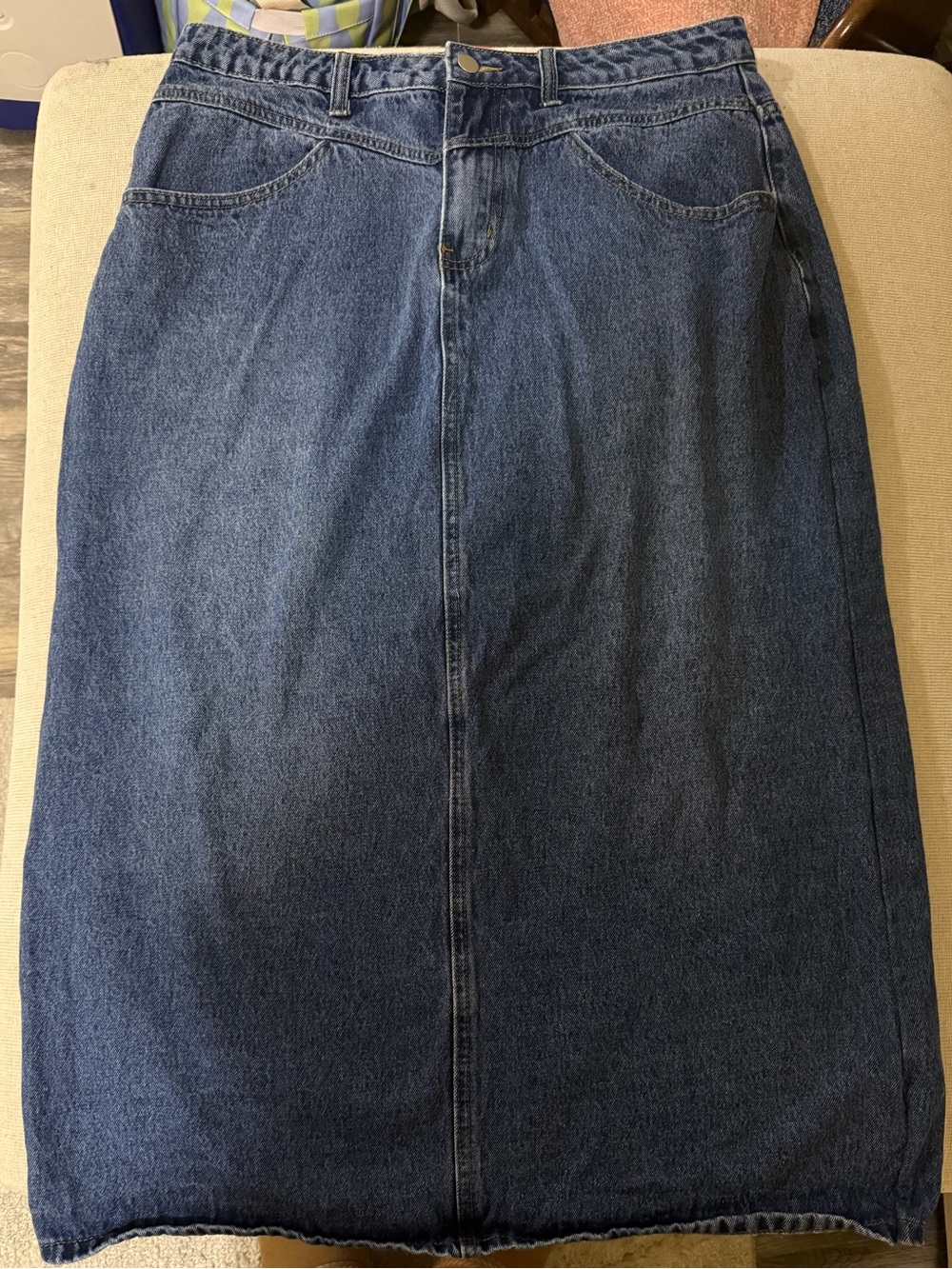 Classic Long Dark Blue Denim Skirt